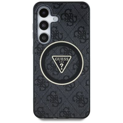 3. Etui Guess 4G Glitter Triangle Buttons MagSafe do Samsung Galaxy S25 czarny