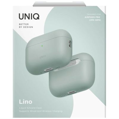 6. Etui UNIQ Lino Silicone na AirPods Pro 3 - zielone