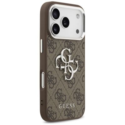 4. Etui Guess 4G Big 4G Classic Logo na iPhone 17 Pro brązowy - srebrne