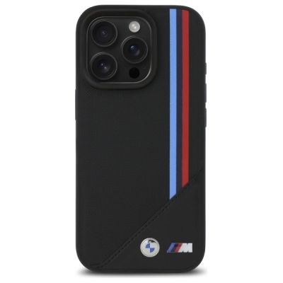 3. Etui BMW M Meshed Tricolor Stripes MagSafe na iPhone 16 Pro Max - czarne