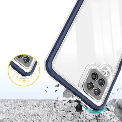 6. Clear 3in1 etui do Samsung Galaxy A22 4G żelowy pokrowiec z ramką niebieski