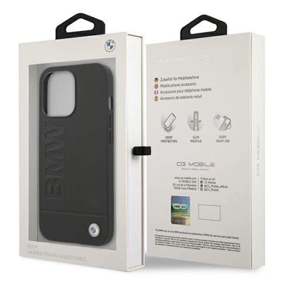 8. Etui BMW Signature Logo Imprint na iPhone 13 Pro Max - czarne