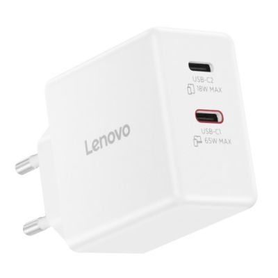 5. Ładowarka sieciowa Lenovo G0A6065WEU GaN 2x USB-C 65W biała