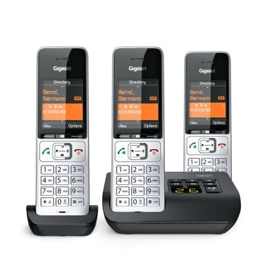 2. Telefon bezprzewodowy Gigaset 500A Comfort Trio - Automatyczna sekretarka - ECO DECT\GAP\CAT-iq - Srebrny + 2 dodatkowe słuchawki