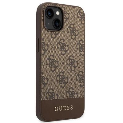 4. Etui Guess 4G Stripe Collection na iPhone 14 Plus / 15 Plus 6.7" - brązowe