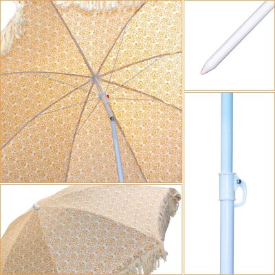 4. PARASOL PLAŻOWO OGRODOWY Z FRĘDZLAMI 174CM ŻÓŁTY