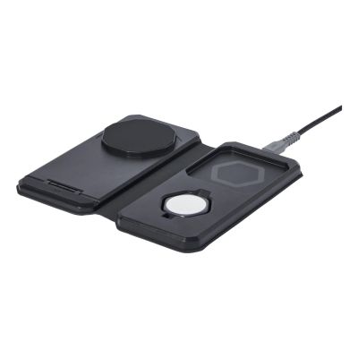 3. UAG 3in1 Travel Charger - bezprzewodowa ładowarka podróżna do trzech urządzeń 15W, kompatybilna z MagSafe, kabel, wtyczki i organizer w zestawie (black/gray)