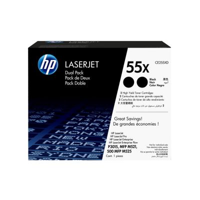 4. HP 55X zestaw 2 oryginalnych wkładów z czarnym tonerem LaserJet XL