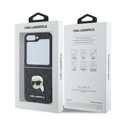8. Etui Karl Lagerfeld Saffiano Monogram na Samsung Galaxy Z Flip 6 - czarne