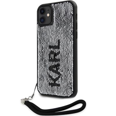 2. Etui Karl Lagerfeld Sequins Cord na iPhone 11 / Xr - srebrne
