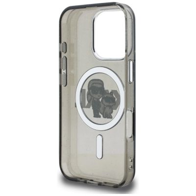 7. Etui Karl Lagerfeld IML Glitter Karl & Choupette Sketch Logo MagSafe na iPhone 16 Pro Max - czarne