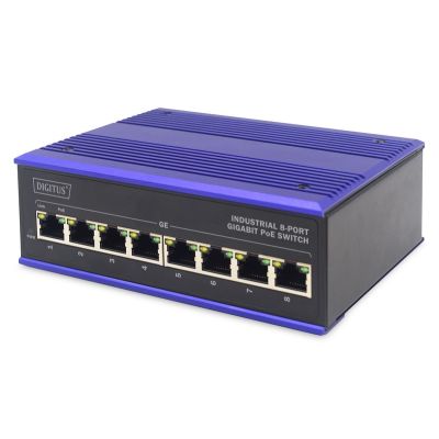 ASSMANN Electronic DN-651121 przełącznik sieciowy Gigabit Ethernet (10/100/1000) Obsługa PoE Czarny, Niebieski