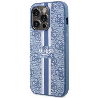 2. Etui Guess 4G Printed Stripes MagSafe na iPhone 14 Pro - niebieskie