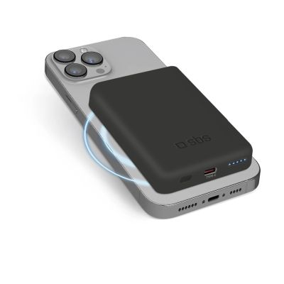Powerbank beprzewodowy SBS TEBB5000MAG1CK 5000 mAh USB-C, kompatybilny z MagSafe - czarny