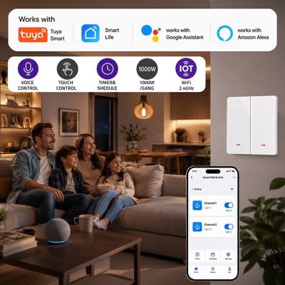 6. QOLTEC WŁĄCZNIK/WYŁĄCZNIK ŚWIATŁA | 2-KANAŁOWY | WI-FI | TIMER | TUYA | BIAŁY