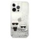 3. Etui Karl Lagerfeld Liquid Glitter Karl&Choupette na iPhone 13 Pro Max 6,7" - srebrne