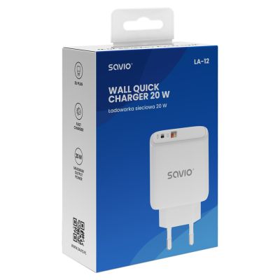 7. SAVIO ŁADOWARKA SIECIOWA 20W QUICK CHARGE POWER DELIVERY 3.0 LA-12