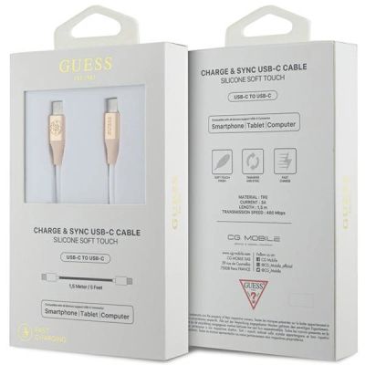 2. Kabel Guess Ebossed Logo USB-C / USB-C 1.5m szybkie ładowanie - złoty