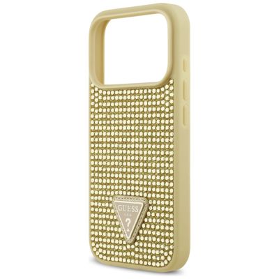 6. Etui Guess Rhinestone Triangle Logo na iPhone 17 Pro - złote