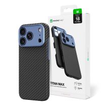 Etui AMAZINGTHING Titan Max Lens na iPhone 18 Pro Max z włókna aramidowego z osłoną aparatu kompatybilne z MagSafe - niebieskie