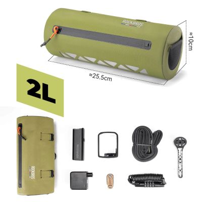 4. Torba rowerowa Rockbros AS-145 ROAD TO SKY na kierownicę wodoodporna 2 l - zielona