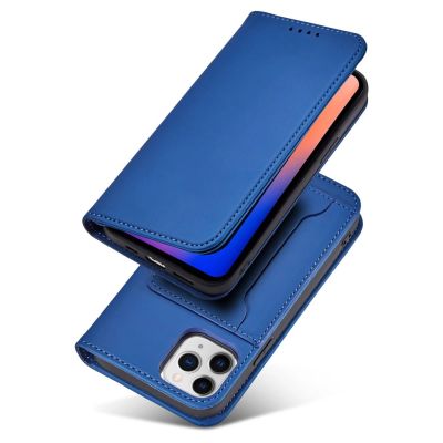3. Magnet Card Case etui do iPhone 12 Pro Max pokrowiec portfel na karty kartę podstawka niebieski