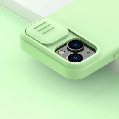 8. Nillkin CamShield Magnetic Silicone Case etui iPhone 14 Plus magnetyczny MagSafe pokrowiec z osłoną na aparat zielony