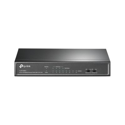 4. Switch TP-LINK TL-SF1008LP Przełącznik typu desktop, 8 portów 10/100 Mb/s, 4 porty PoE , 8 portów RJ45 10/100 Mb/s, 4 porty PoE, transfer danych i zasilanie urządzeń przy wykorzystaniu tych samych kabli, Instalacja typu plug and play, nie wymaga konf