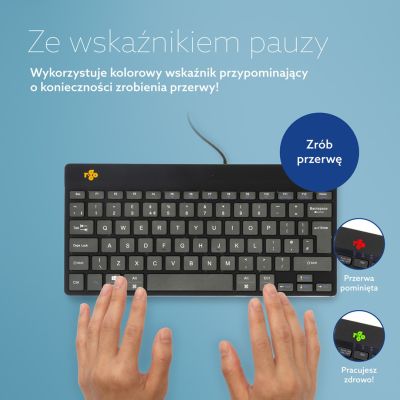 15. R-Go Tools Ergonomiczna R-Go Compact Break klawiatura, z oprogramowaniem do robienia przerw, QWERTY (UK), przewodowa, czarna