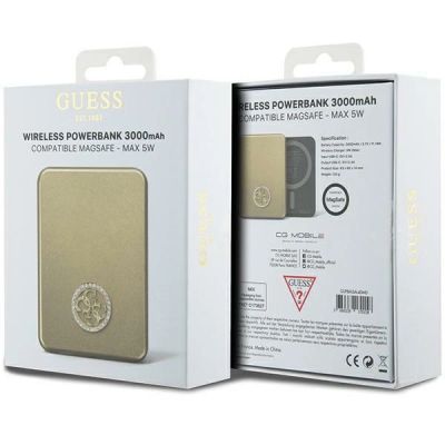 5. Powerbank indukcyjny Guess MagSafe 4G Strassed Metal Logo 5W 3000mAh - złoty