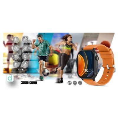 16. Smartwatch Gravity GT15-2 Pomarańczowy Pasek Silikonowy + Czarna Bransoleta