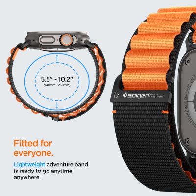 12. Pasek Pasek Spigen WBF1 na Apple Watch 44 / 45 / 46 / 49 mm - czarno-pomarańczowy
