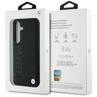 8. Etui BMW Leather Big Wordmark na Samsung Galaxy S25  - czarne