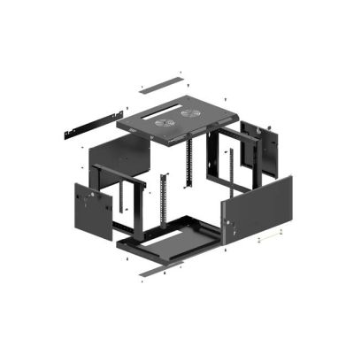 8. LANBERG SZAFA INSTALACYJNA RACK WISZĄCA 19" 4U 600X450 CZARNA DRZWI METALOWE (FLAT PACK)