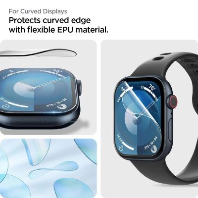 9. Szkło hybrydowe Spigen Elite Shield ”EZ FIT” 2-PACK na Apple Watch 10 (42 MM) - przezroczyste