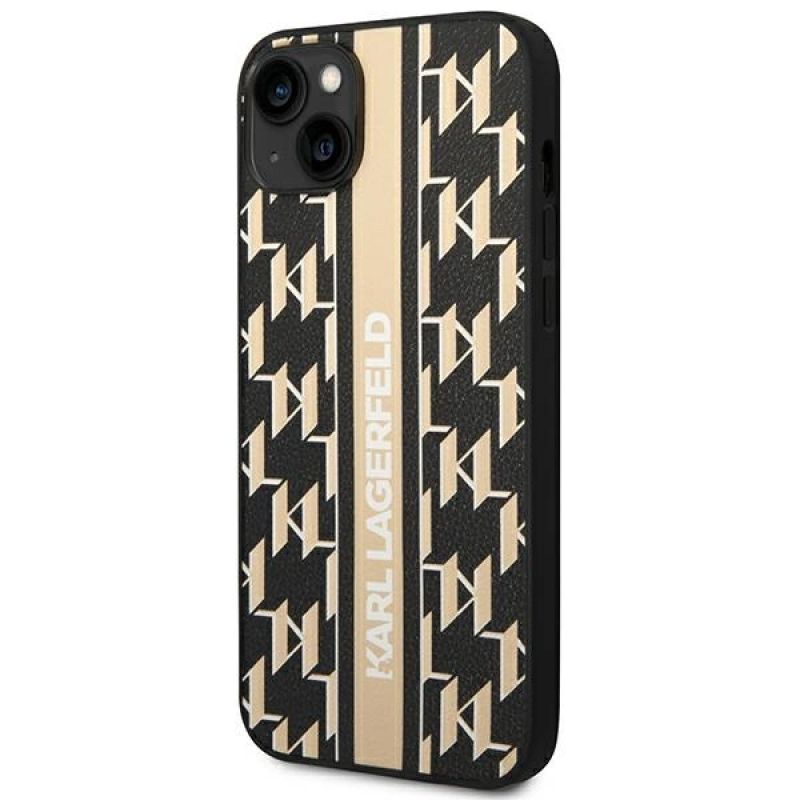 2. Etui Karl Lagerfeld Monogram Stripe na iPhone 14 Plus - brązowe