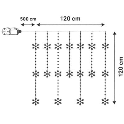 4. LAMPKI CHOINKOWE KURTYNA ŚWIETLNA 120x120 CM 232LED CIEPŁY BIAŁY PŁATKI ŚNIEGU