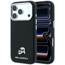 Etui Karl Lagerfeld Grained Heads Metal MagSafe na iPhone 17 Pro Max / 18 Pro Max -czarne