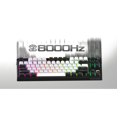 18. HATOR Skyfall 80 MAG ULTIMA 8K wireless klawiatura Gaming USB + RF Wireless + Bluetooth QWERTY US English Czarny, Biały