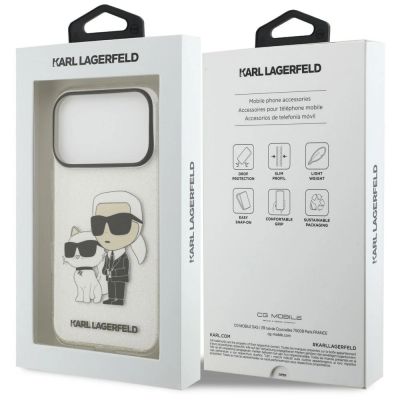 8. Etui Karl Lagerfeld IML NFT Glitter Karl&Choupette na iPhone 18 Pro / 17 Pro - przezroczyste