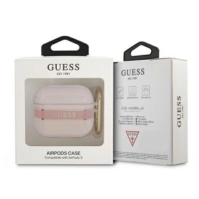 3. Etui Guess Strap Collection na AirPods 3 cover - różowe