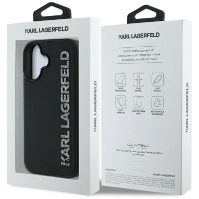 8. Etui Karl Lagerfeld HC 3D Rubber Elongated Glitter na iPhone 16 - czarne