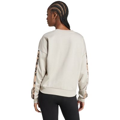 9. Bluza damska adidas Animal Print 3-Stripes French Terry Sweatshirt kremowa JM1836