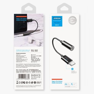 4. Adapter Joyroom SH-C1 słuchawkowy mini jack 3,5 mm (żeński) / USB-C (męski) - biały
