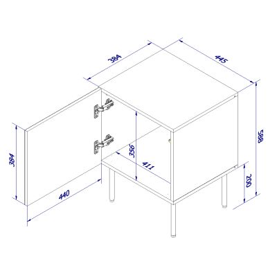 4. Szafka nocna 2szt. PALAZZO 44,5x40x59 czarny + dąb craft