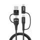 Kabel Wozinsky WNBAA 4w1 2x USB-C 1x USB-A 1x Lightning 60W 1 m - czarny