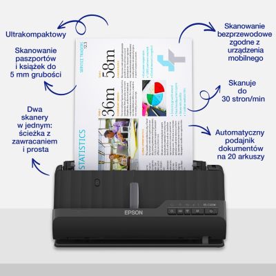 59. Epson ES-C320W ADF + skaner arkuszowy 600 x 600 DPI A4 Czarny