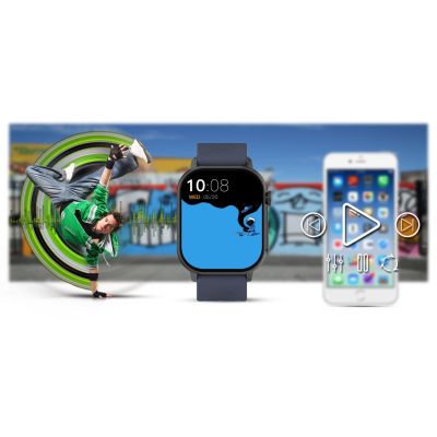 17. Smartwatch Gravity GT15-4 Niebieski Pasek Silikonowy + Tytanowa Bransoleta