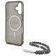 6. Etui Guess IML Glitter With Pearl Strap MagSafe na iPhone 16 - czarne