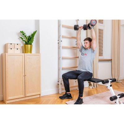 10. DRABINKA GIMNASTYCZNA Z DRĄŻKIEM PORĘCZĄ DO ĆWICZEŃ I ŁAWECZKĄ BENCHK 723W